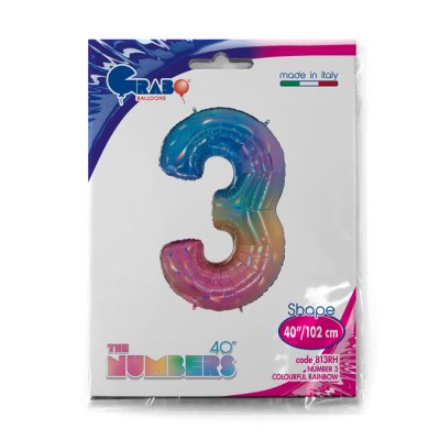 ČÍSLICE DUHOVÁ 3 (102cm,40") fóliový balónek nafukovací - 813RH-P-Packaged.jpg