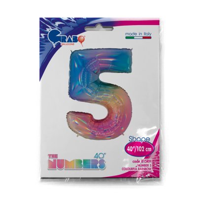 ČÍSLICE DUHOVÁ 5 (102cm,40") fóliový balónek nafukovací - 815RH-P-Packaged.jpg
