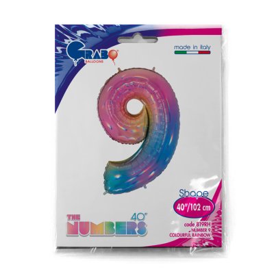 ČÍSLICE DUHOVÁ 9 (102cm,40") fóliový balónek nafukovací - 819RH-P-Packaged.jpg