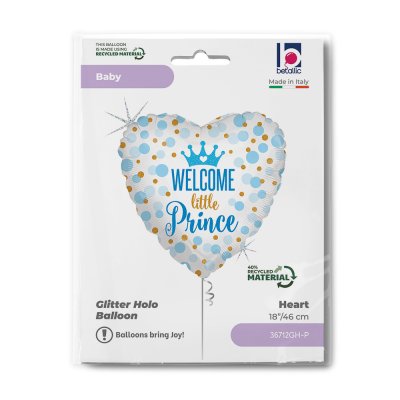 Srdce "Welcome Little Princ" 18"/46cm fóliový balónek - 36712gh-p-b.jpg