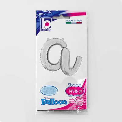 PÍSMENO psací A STŘÍBRNÉ (35 cm) fóliový balónek nafukovací - 34701S.jpg