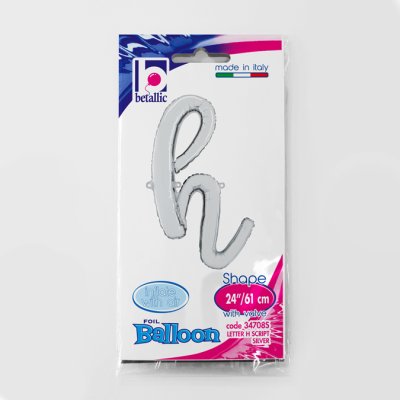 PÍSMENO psací H STŘÍBRNÉ (35 cm) fóliový balónek nafukovací - 34708S.jpg