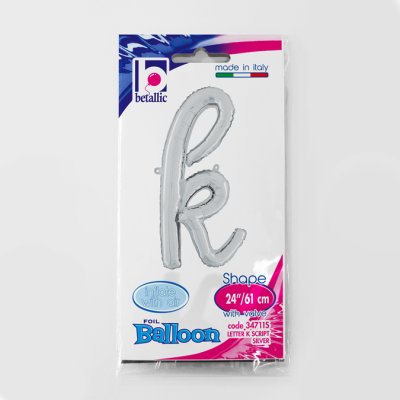 PÍSMENO psací K STŘÍBRNÉ (35 cm) fóliový balónek nafukovací - 34711S.jpg