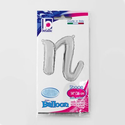 PÍSMENO psací N STŘÍBRNÉ (35 cm) fóliový balónek nafukovací - 34714S.jpg