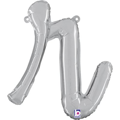 PÍSMENO psací R STŘÍBRNÉ (35 cm) fóliový balónek nafukovací