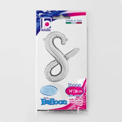 PÍSMENO psací S STŘÍBRNÉ (35 cm) fóliový balónek nafukovací - 34719S.jpg