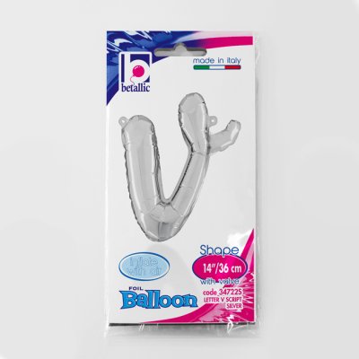 PÍSMENO psací V STŘÍBRNÉ (35 cm) fóliový balónek nafukovací - 34722S.jpg