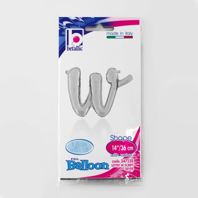 PÍSMENO psací W STŘÍBRNÉ (35 cm) fóliový balónek nafukovací - 34723S.jpg