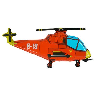 MINI Vrtulník červený 14"/35cm fóliový balónek nafukovací