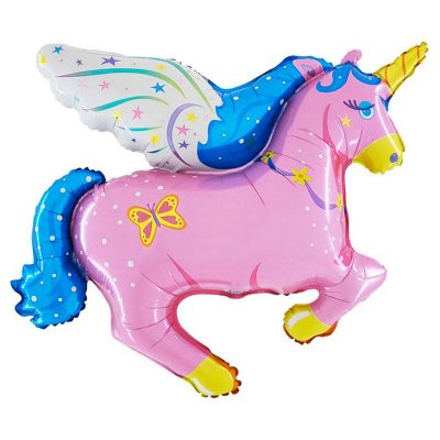 MINI KONÍK JEDNOROŽEC RŮŽOVÝ 14"/35cm fóliový balónek nafukovací