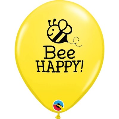Potisk Bee Happy 11"/28cm -Qualatex Balónek 25ks