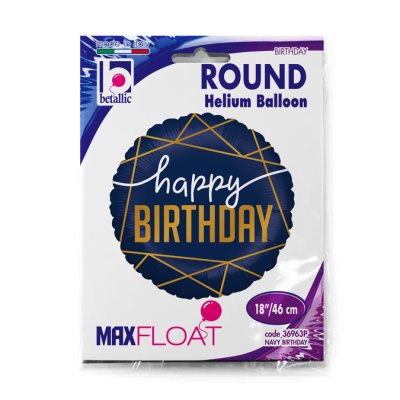 Navy Birthday kruh 18"/46cm fóliový balónek nafukovací - 36963P-P-Packaged.jpg