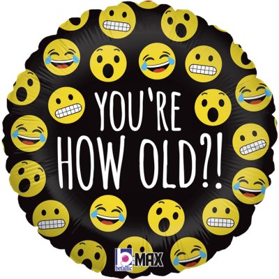 Emoji - Jak jsi starý?! 18"/46cm fóliový balónek nafukovací