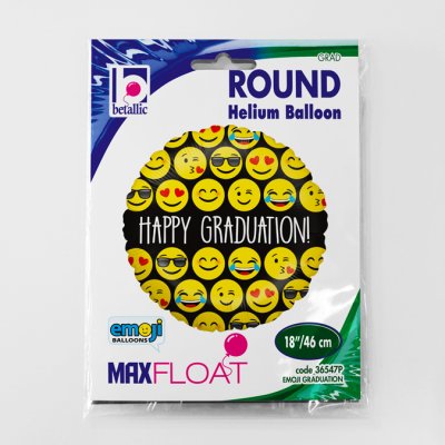 Emoji Graduation kruh 18"/46cm fóliový balónek nafukovací - 36547P.jpg