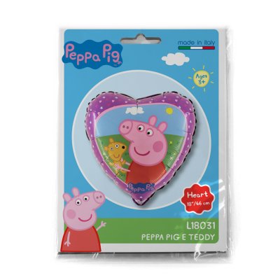 Prasátko Pepina a Teddy srdce 18"/46cm fóliový balónek nafukovací - L18031-P.jpg