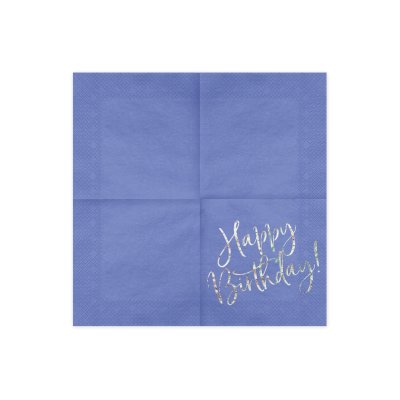 Ubrousky papírové lesklé Happy Birthday, modré, 33x33cm, 20ks - SP33-80-074_02_H.jpg