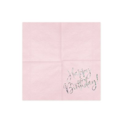 Ubrousky papírové lesklé Happy Birthday, růžové, 33x33cm, 20ks - SP33-80-081PJ_02_H.jpg
