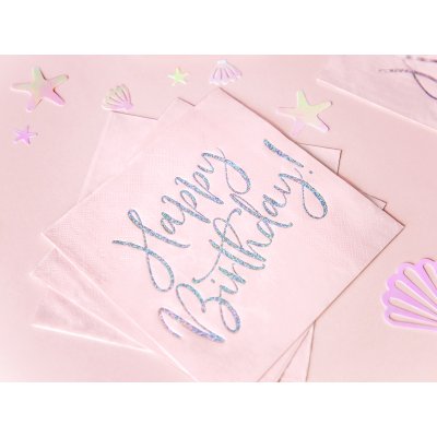Ubrousky papírové lesklé Happy Birthday, růžové, 33x33cm, 20ks - SP33-80-081PJ_03_H.jpg