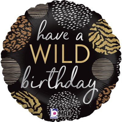 Wild Birthday černý 18"/46cm fóliový balónek nafukovací