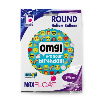 Emoji OMG Birthday 18"/46cm fóliový balónek nafukovací - 36697P.jpg