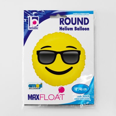 Emoji s brýlemi 18"/46cm fóliový balónek nafukovací - 36265P.jpg