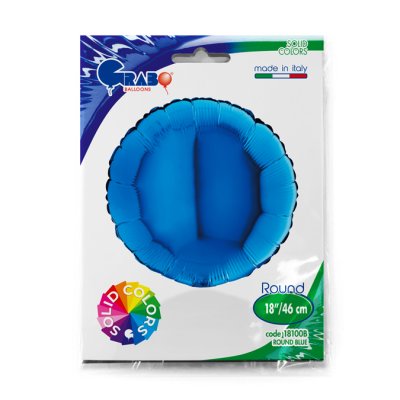 Kruh modrý 18"/46cm fóliový balónek nafukovací - 18100B-P-Packaged.jpg