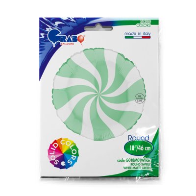Kruh bílo-zelený 18"/46cm fóliový balónek nafukovací - G018M01WhGr-P-Packaged.jpg