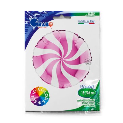 Kruh bílo-fuchsiový 18"/46cm fóliový balónek nafukovací - G01801WhF-P-Packaged.jpg