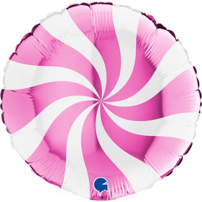 Kruh bílo-fuchsiový 18"/46cm fóliový balónek nafukovací
