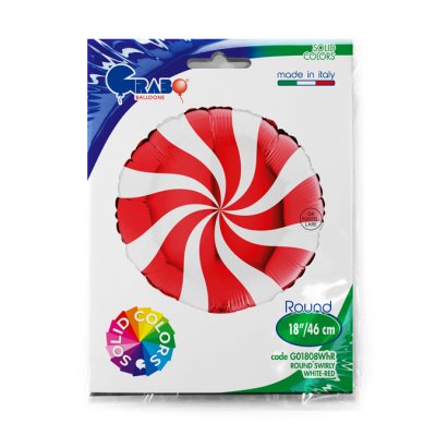 Kruh bílo-červený 18"/46cm fóliový balónek nafukovací - G01808WhR-P-Packaged.jpg