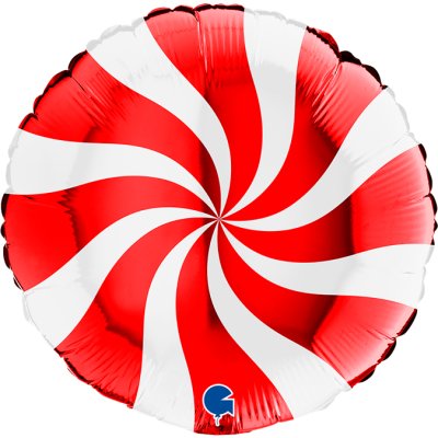 Kruh bílo-červený 18"/46cm fóliový balónek nafukovací