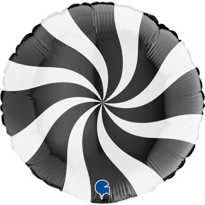 Kruh bílo-černý 18"/46cm fóliový balónek nafukovací