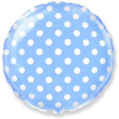 Kruh - Baby Blue puntíky 18"/46cm fóliový balónek