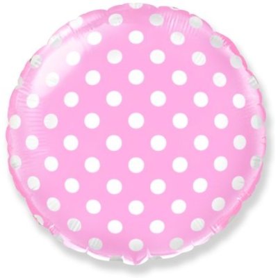 Kruh - Baby Pink puntíky 18"/46cm fóliový balónek