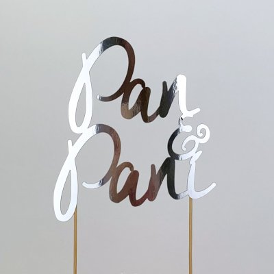 Zápich do svatebního dortu - stříbrný Pan a Paní