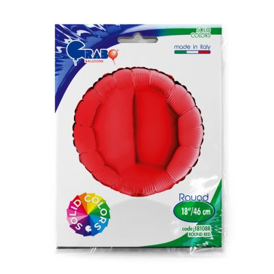 Kruh červený 18"/46cm fóliový balónek nafukovací - 18108R-P-Packaged.jpg