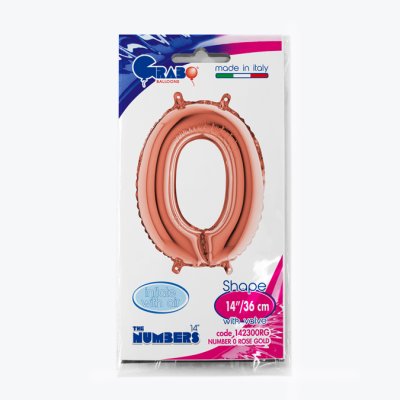 ČÍSLICE ROSE GOLD MINI 0 (35cm,14") fóliový balónek nafukovací - 142300RG-P-Packaged.jpg