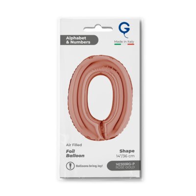 ČÍSLICE ROSE GOLD MINI 0 (36cm,14") fóliový balónek nafukovací - 142300rg-p-b.jpg