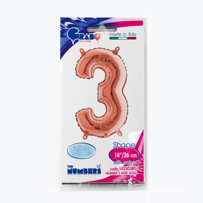 ČÍSLICE ROSE GOLD MINI 3 (35cm,14") fóliový balónek nafukovací - 142303RG-P-Packaged.jpg