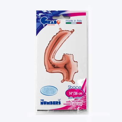 ČÍSLICE ROSE GOLD MINI 4 (35cm,14") fóliový balónek nafukovací - 142304RG-P-Packaged.jpg
