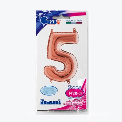 ČÍSLICE ROSE GOLD MINI 5 (35cm,14") fóliový balónek nafukovací - 142305RG-P-Packaged.jpg
