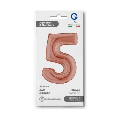 ČÍSLICE ROSE GOLD MINI 5 (36cm,14") fóliový balónek nafukovací - 142305rg-p-b.jpg
