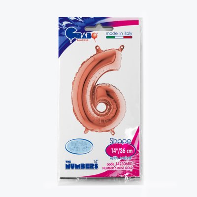 ČÍSLICE ROSE GOLD MINI 6 (35cm,14") fóliový balónek nafukovací - 142306RG-P-Packaged.jpg