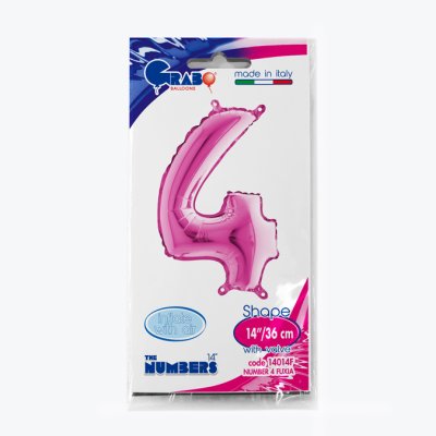 ČÍSLICE FUCHSIA MINI 4 (35cm,14") fóliový balónek nafukovací - 14014F-P-Packaged.jpg