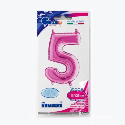 ČÍSLICE FUCHSIA MINI 5 (35cm,14") fóliový balónek nafukovací - 14015F-P-Packaged.jpg
