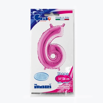 ČÍSLICE FUCHSIA MINI 6 (35cm,14") fóliový balónek nafukovací - 14016F-P-Packaged.jpg