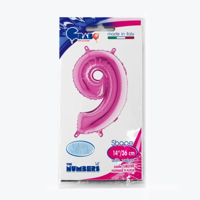 ČÍSLICE FUCHSIA MINI 9 (35cm,14") fóliový balónek nafukovací - 14019F-P-Packaged.jpg