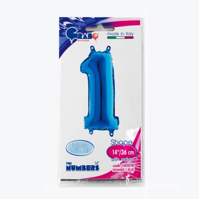 ČÍSLICE MODRÁ MINI 1 (35cm,14") fóliový balónek nafukovací - 14001B-P-Packaged.jpg