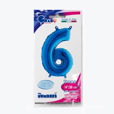 ČÍSLICE MODRÁ MINI 6 (35cm,14") fóliový balónek nafukovací - 14006B-P-Packaged.jpg