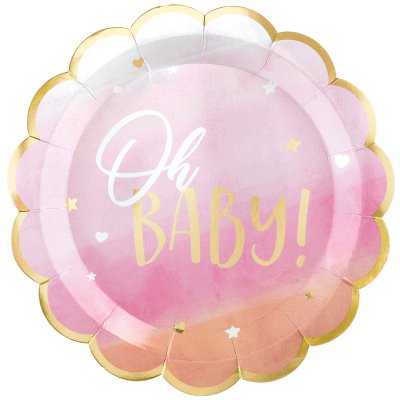 Talířky papírové - Oh Baby Girl 26,6cm, 8ks